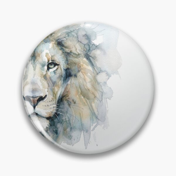 Item preview, Lion Watercolor, Half Face, Blue Gray designed and sold by caracatita75.