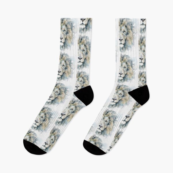 Item preview, Lion Watercolor, Half Face, Blue Gray designed and sold by caracatita75.