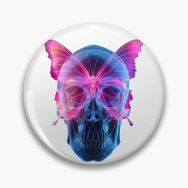 Item preview, Neon Butterfly Skull- Surreal Cyberpunk Dark Art  designed and sold by LC&LCPlatform.