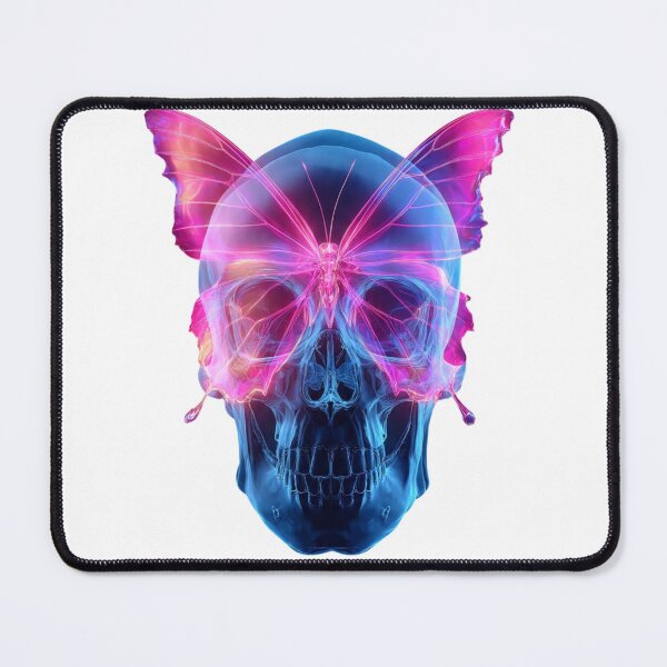 Item preview, Neon Butterfly Skull- Surreal Cyberpunk Dark Art designed and sold by LC&LCPlatform.