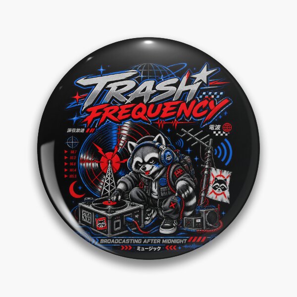 Item preview, Trash Frequency Raccoon Pirate Radio Y2K Graphic designed and sold by Ajdaprint.