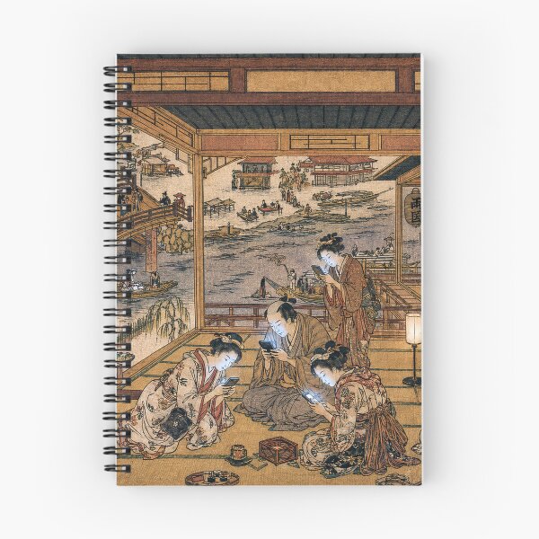 Item preview, Edo Period Smartphone Addiction - Funny Japanese Woodblock Art Parody designed and sold by Curious Cat.