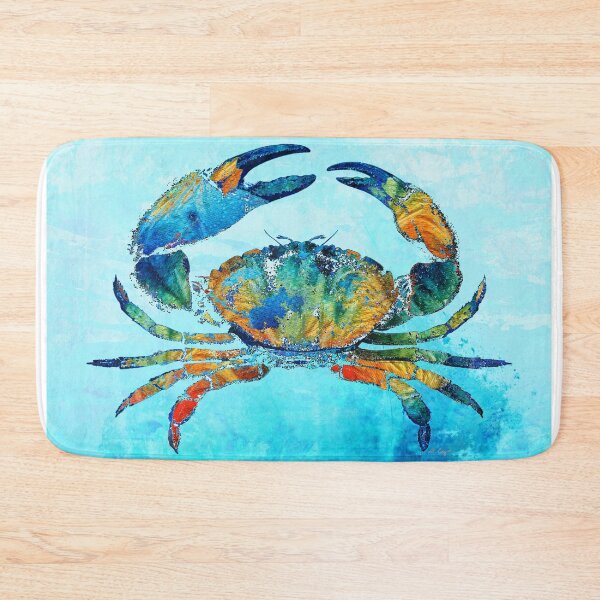 Item preview, Stone Crab Art Colorful Beach Tropical Artwork Coastal Blue designed and sold by Sharon Cummings Art.