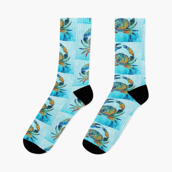 Item preview, Stone Crab Art Colorful Beach Tropical Artwork Coastal Blue designed and sold by Sharon Cummings Art.