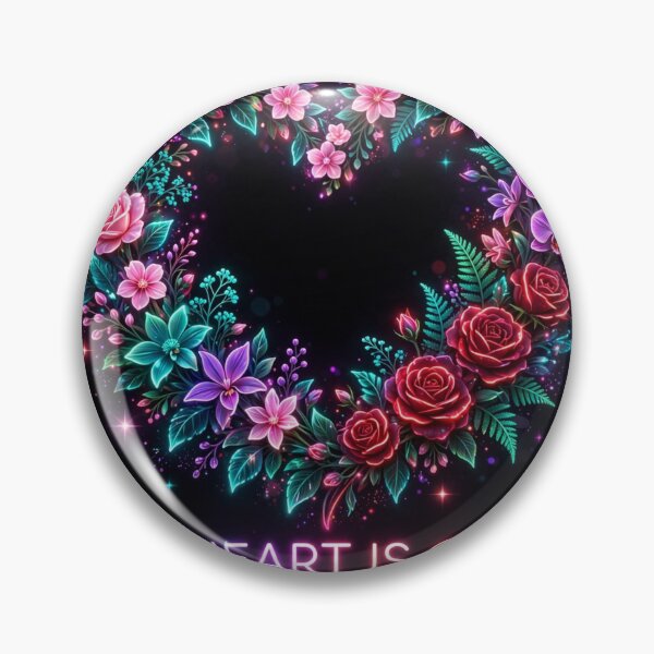 Item preview, My Heart Is Only Yours Forever Neon Floral Heart Black designed and sold by Aliplus+.