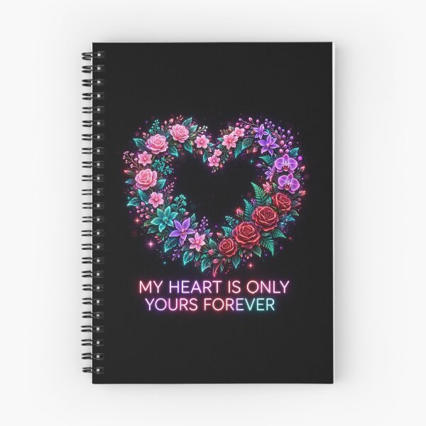 Item preview, My Heart Is Only Yours Forever Neon Floral Heart Black designed and sold by Aliplus+.