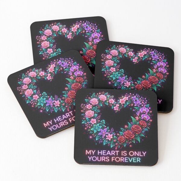 Item preview, My Heart Is Only Yours Forever Neon Floral Heart Black designed and sold by Aliplus+.