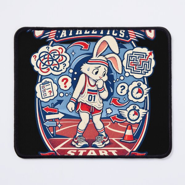 Item preview, Overthinking Athletics Anxious Rabbit Retro Sports Graphic designed and sold by Ajdaprint.