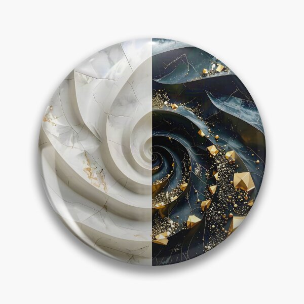 Item preview, Alabaster and Slate Geometric Spiral with Pyrite Accents designed and sold by Vicky Brago-Mitchell®.