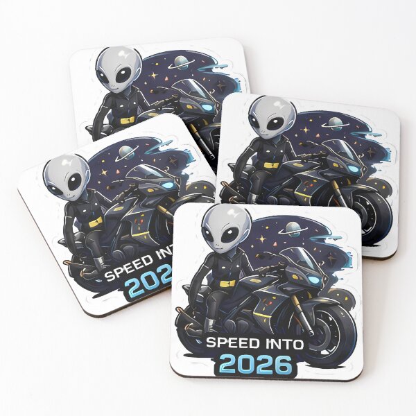 Item preview, Speed Into 2026 — Alien Motorcycle Rider designed and sold by ikramandco.