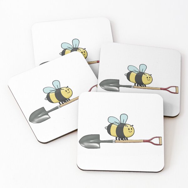 Item preview, Cute Cartoon Bee Shovel Gardening Insect Humor designed and sold by The Soapiest Goat.