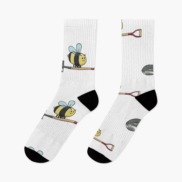 Item preview, Cute Cartoon Bee Shovel Gardening Insect Humor designed and sold by The Soapiest Goat.