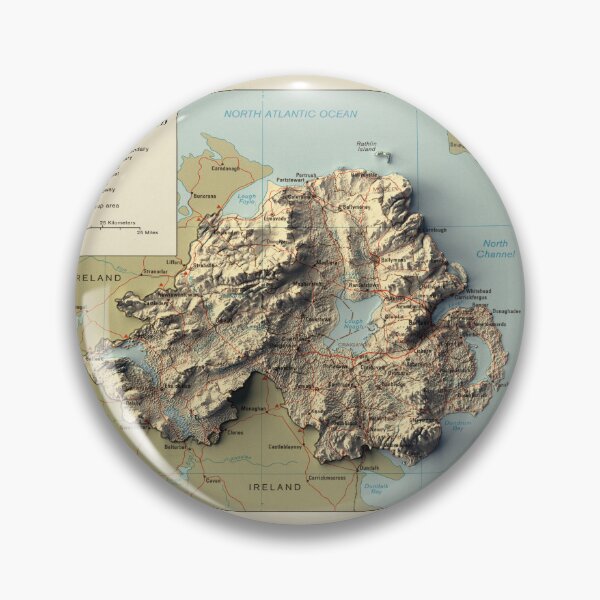 Item preview, 1987 Northern Ireland Relief Map digitally-rendered designed and sold by ThinkAboutMaps.