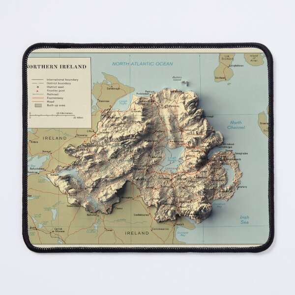 Item preview, 1987 Northern Ireland Relief Map digitally-rendered designed and sold by ThinkAboutMaps.