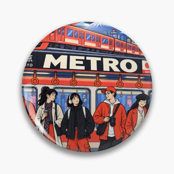Item preview, Tokyo Japan Travel Subway Cityscape Cherry Blossom Art designed and sold by waikibi ⭐⭐⭐⭐⭐.