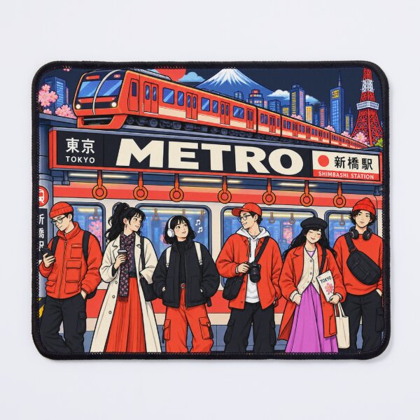 Item preview, Tokyo Japan Travel Subway Cityscape Cherry Blossom Art designed and sold by waikibi ⭐⭐⭐⭐⭐.