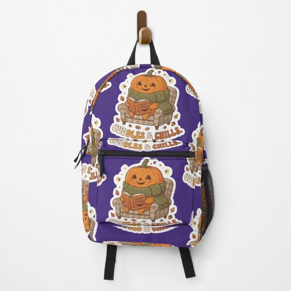 Item preview, Cuddles and Chills Cute Pumpkin Reading Spooky Stories Art designed and sold by NikBrin Prevail .
