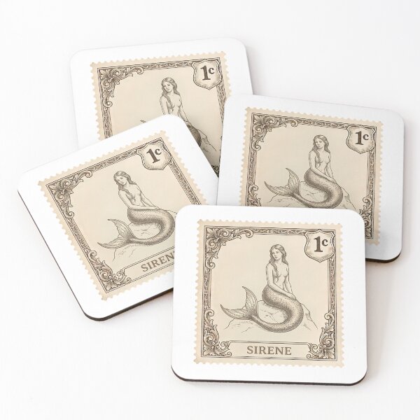 Item preview, Vintage Mermaid Postage Stamp - Antique Engraving Style designed and sold by JeanChiale.