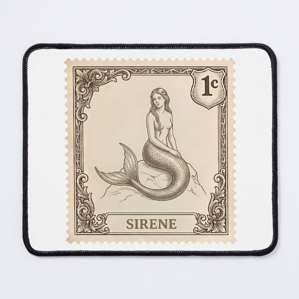 Item preview, Vintage Mermaid Postage Stamp - Antique Engraving Style designed and sold by JeanChiale.