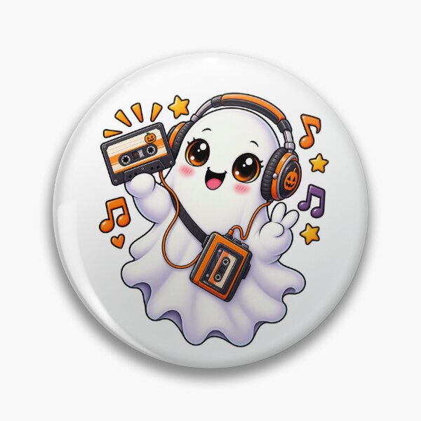 Item preview, Cute Cassette Ghost with Retro Music Player designed and sold by The Cutting Room.