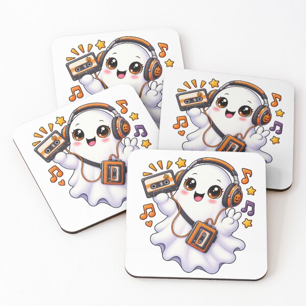 Item preview, Cute Cassette Ghost with Retro Music Player designed and sold by The Cutting Room.