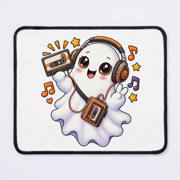 Item preview, Cute Cassette Ghost with Retro Music Player designed and sold by The Cutting Room.