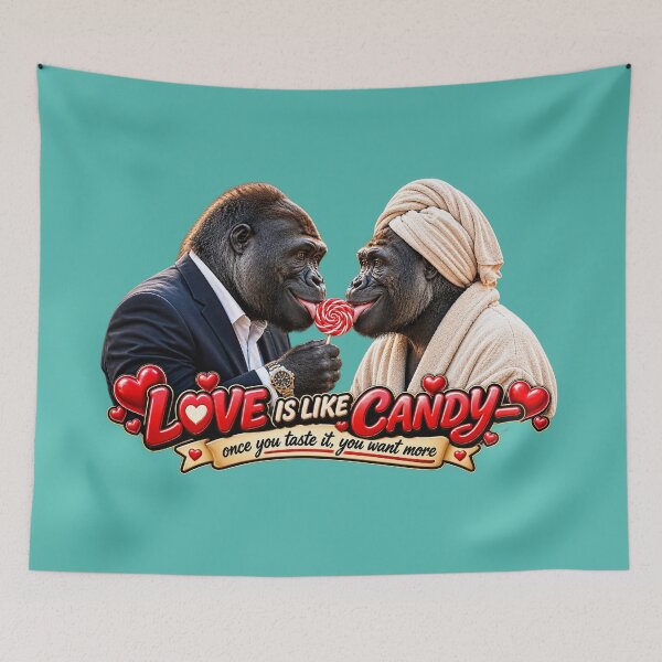 Item preview, Funny Gorilla Couple Love Is Like Candy designed and sold by JoyNestArt.