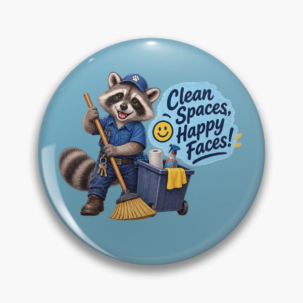 Item preview, Custodian Racoon Clean Spaces, Happy Faces  1A designed and sold by CrumbBumStudio.