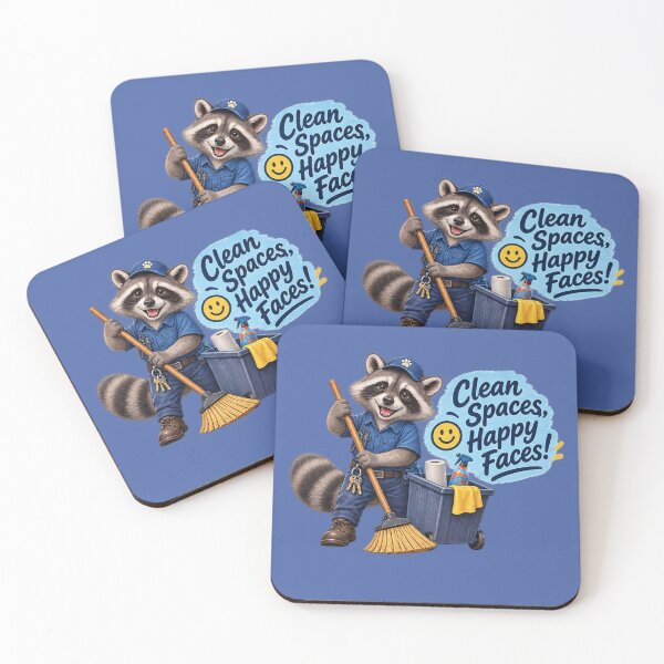 Item preview, Custodian Racoon Clean Spaces, Happy Faces  1A designed and sold by CrumbBumStudio.
