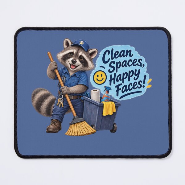Item preview, Custodian Racoon Clean Spaces, Happy Faces  1A designed and sold by CrumbBumStudio.