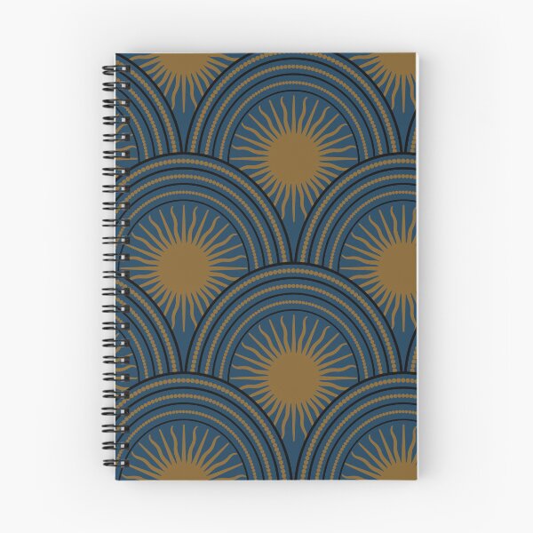 Item preview, Scalloped Suns in Poseidon Blue and Antique Gold designed and sold by YesterdayColl.