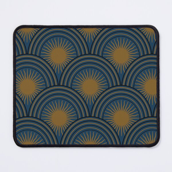 Item preview, Scalloped Suns in Poseidon Blue and Antique Gold designed and sold by YesterdayColl.