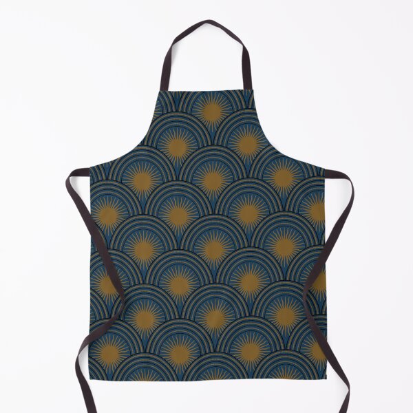 Item preview, Scalloped Suns in Poseidon Blue and Antique Gold designed and sold by YesterdayColl.