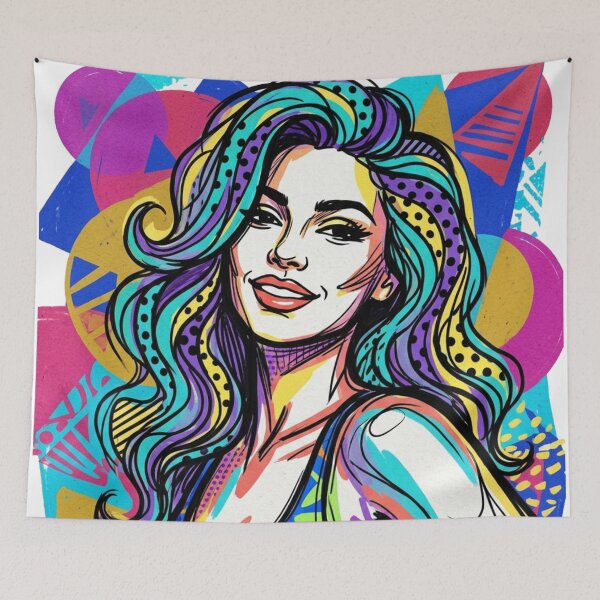Item preview, Retro Pop Art Memphis Portrait of a Woman designed and sold by JonelleTshirts.