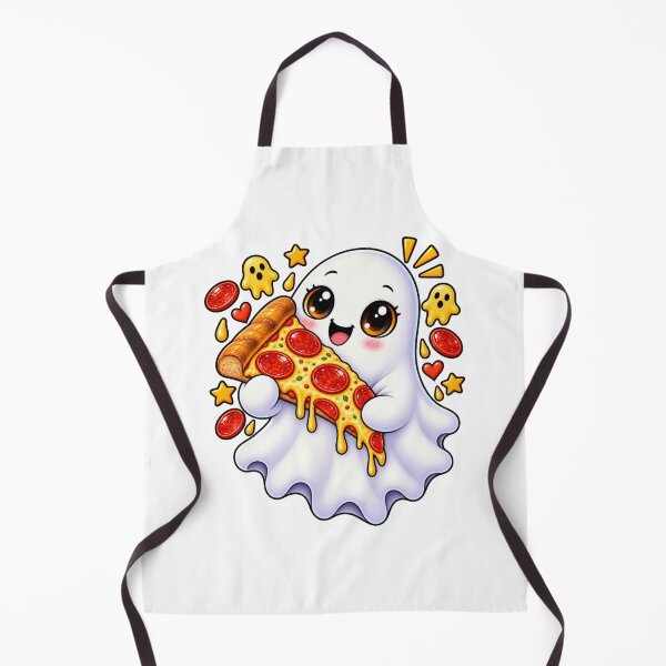 Item preview, Cute Pizza Ghost with Giant Pepperoni Slice designed and sold by The Cutting Room.