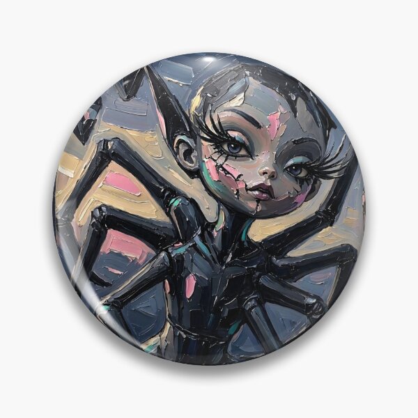 Item preview, Spider Girl Long Eyelashes Raptor Bowtie Impasto Dark Art designed and sold by LujziWorld.