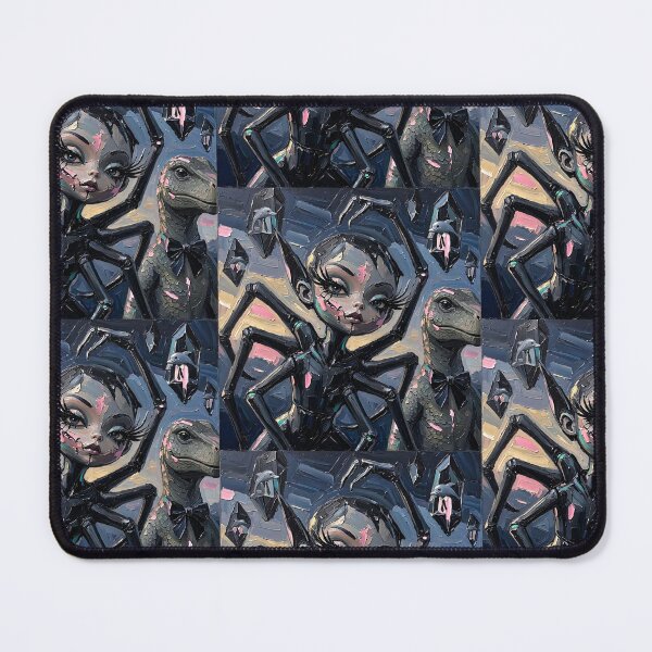 Item preview, Spider Girl Long Eyelashes Raptor Bowtie Impasto Dark Art designed and sold by LujziWorld.