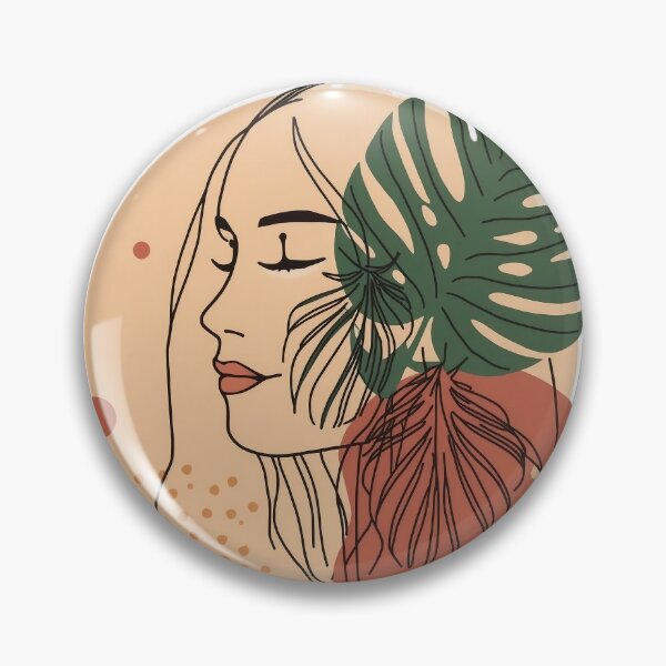 Item preview, Minimalist Boho Woman Face Line Art with Tropical Leaves designed and sold by VisualVerseLab.