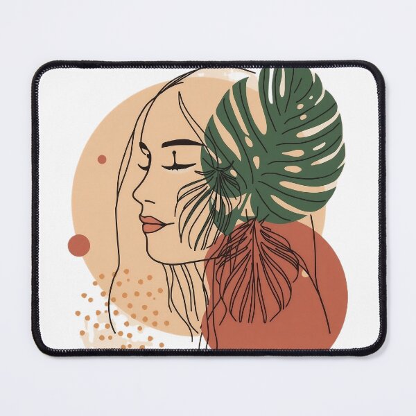 Item preview, Minimalist Boho Woman Face Line Art with Tropical Leaves designed and sold by VisualVerseLab.