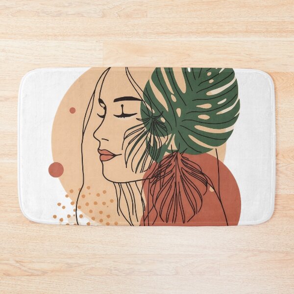 Item preview, Minimalist Boho Woman Face Line Art with Tropical Leaves designed and sold by VisualVerseLab.