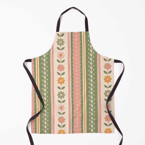Item preview, Floral Striped Pattern Sage Green Pink Cream designed and sold by ITCHAWAWAA.
