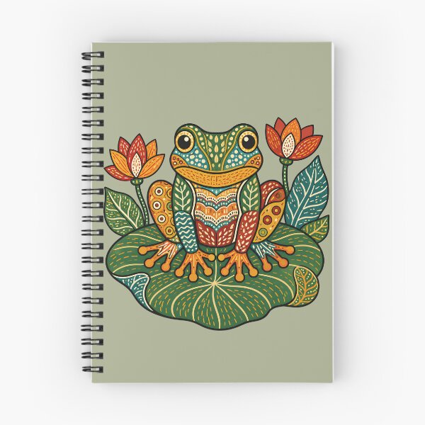 Item preview, Gond-Inspired Tree Frog on Lotus Leaf designed and sold by  MAD's Recreation Studio.