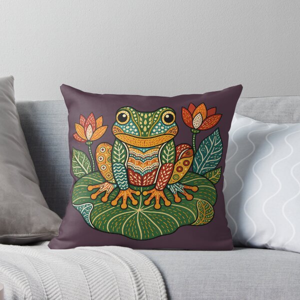 Item preview, Gond-Inspired Tree Frog on Lotus Leaf designed and sold by  MAD's Recreation Studio.