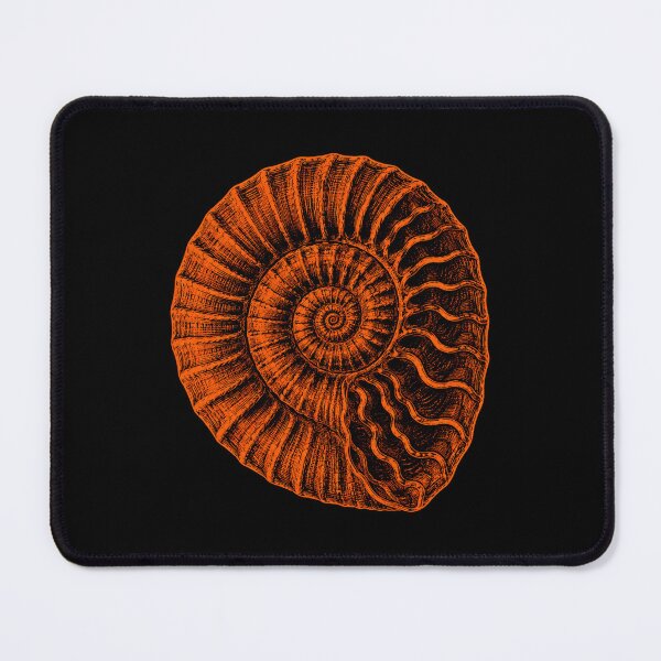 Item preview, ammonite fossil spiral shell illustration in orange designed and sold by ROUX-ART.