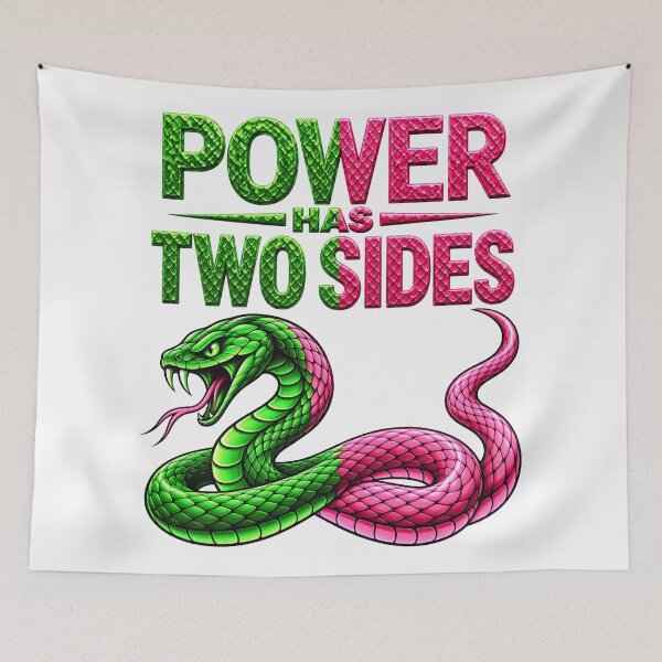 Item preview, Power Has Two Sides Snake – Red & Blue Reptile designed and sold by ArtSpark Studio.