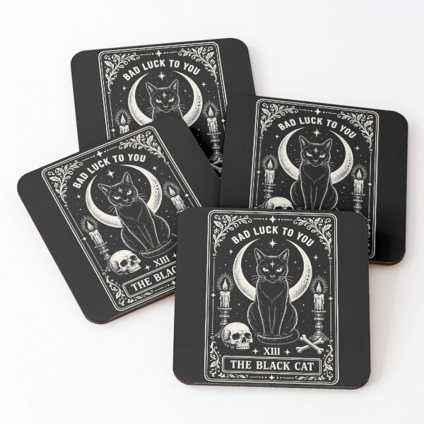 Item preview, Black Cat Gothic Vintage Moon Tarot Poster designed and sold by ROUX-ART.