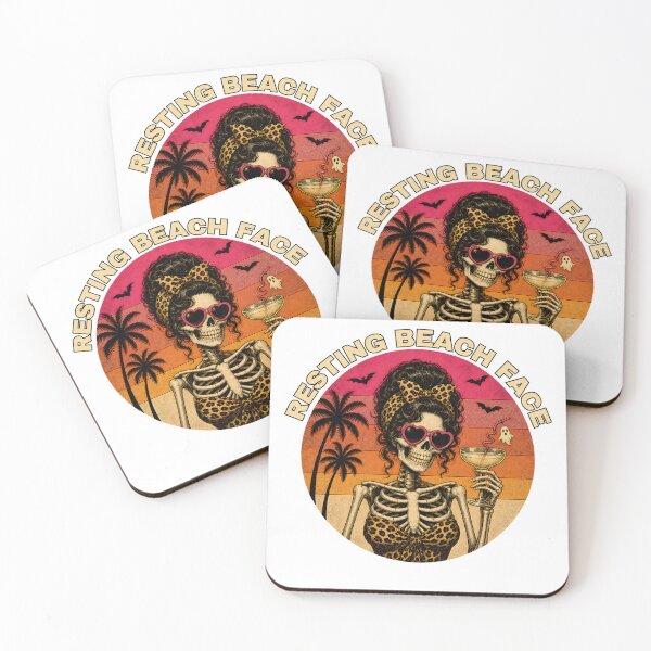 Item preview, Resting Beach Face – Funny Tropical Halloween Skeleton designed and sold by LinaDesign Store.