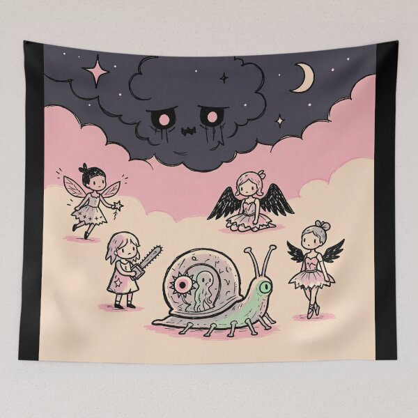 Item preview, Chainsaw Girl Pastel Goth Fairies Alien Snail Sad Cloud Art designed and sold by LujziWorld.