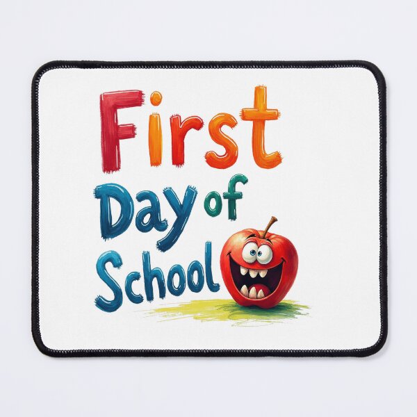 Item preview, First day of school painted letters with funny apple designed and sold by Prints by Mat.