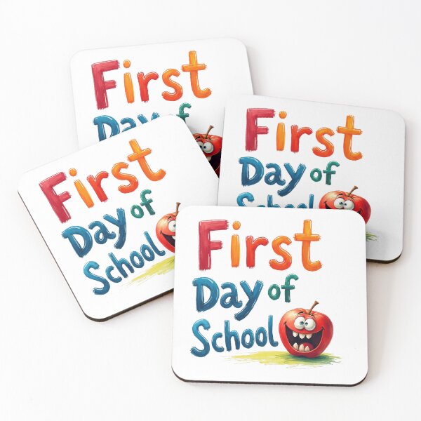 Item preview, First day of school painted letters with funny apple designed and sold by Prints by Mat.